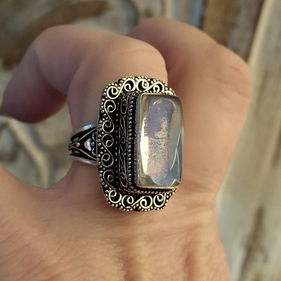 New Dichroic Glass 925 Silver Ring. - Picture 10 of 13